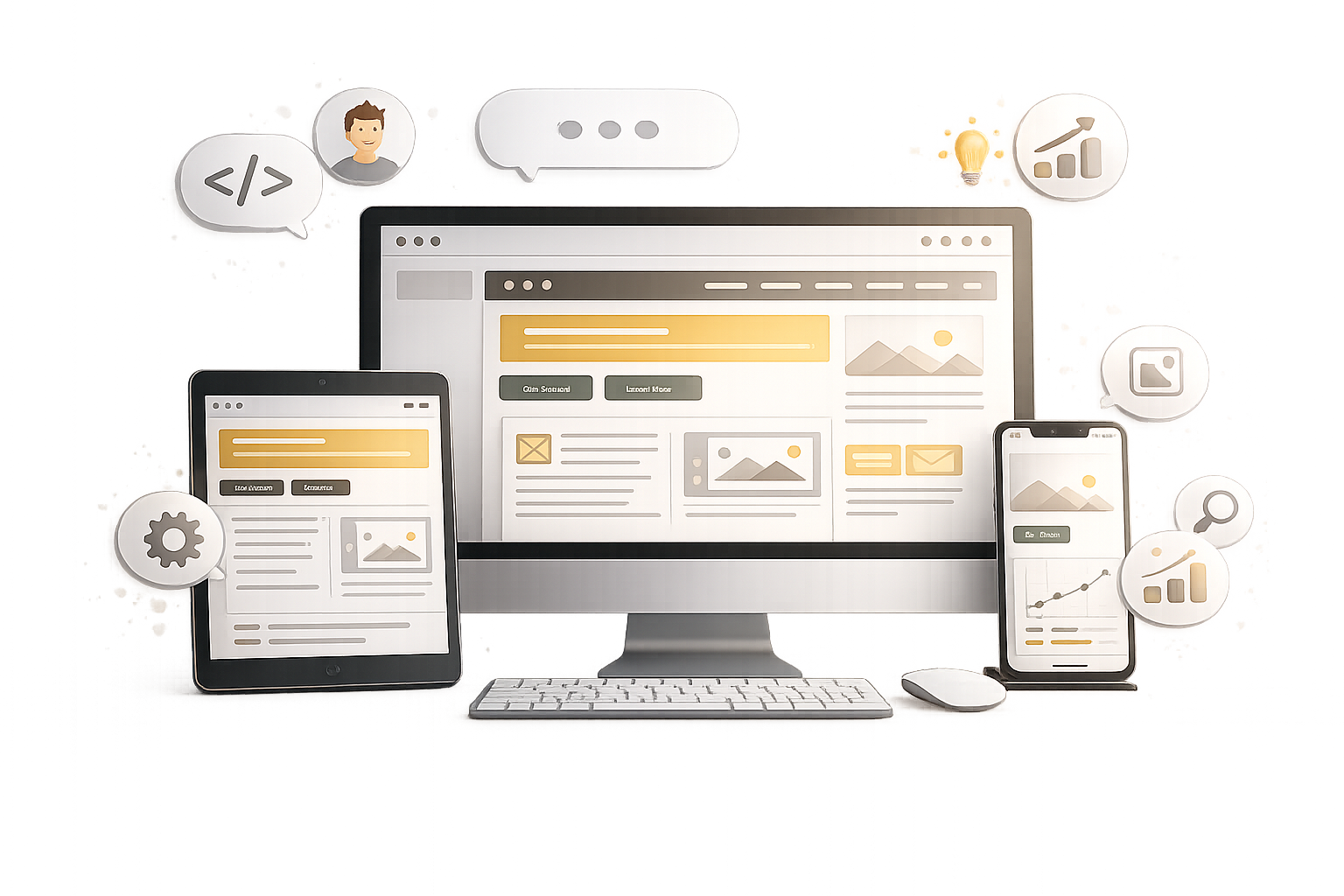 Site web responsive sur ordinateur, tablette et mobile